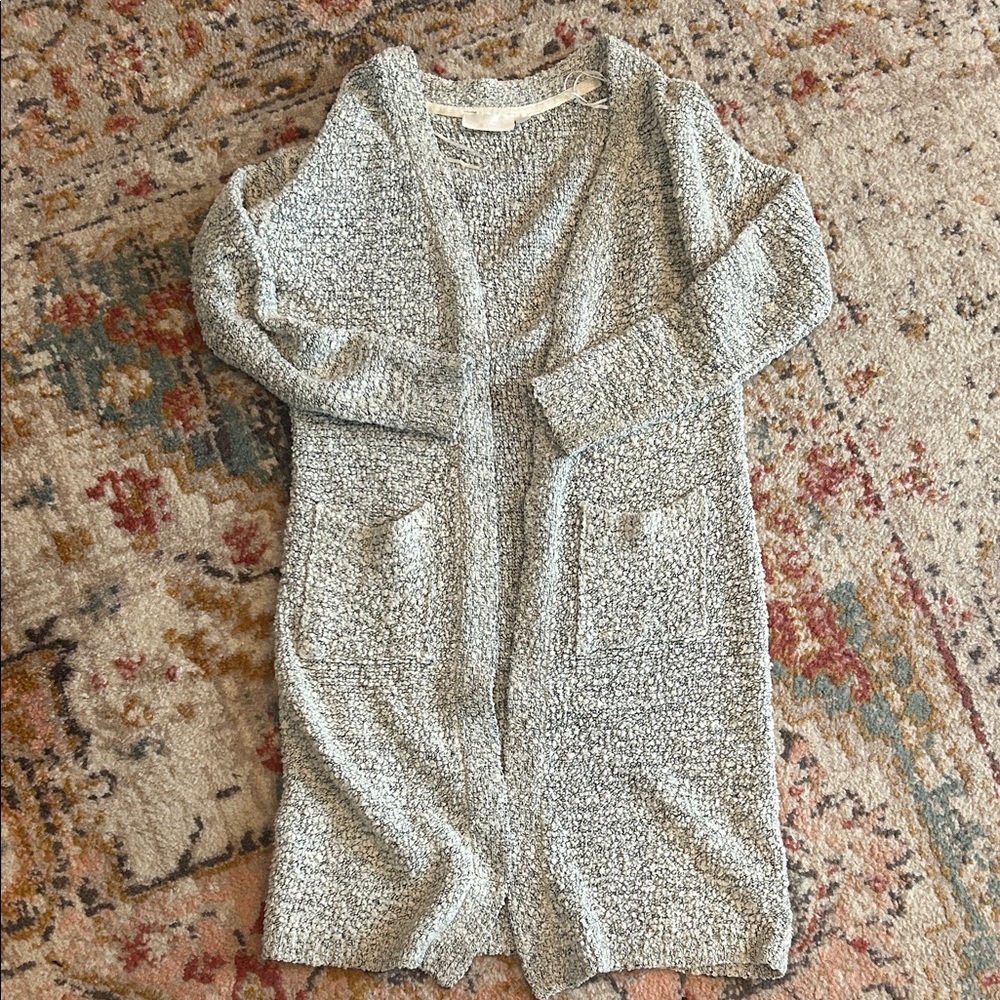 Cozy Marbled Gray Longline Open Cardigan